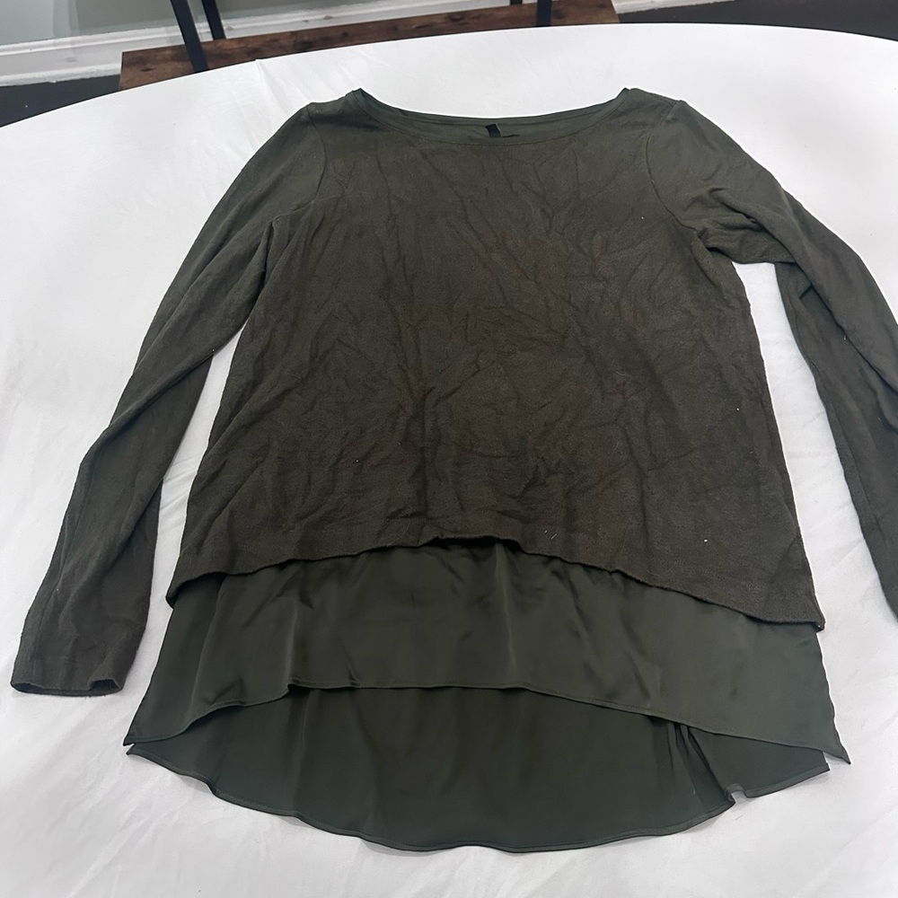 White House Black Market Olive Layered Blouse